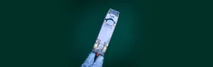 Aerial view of Hullo Fast Ferry on the Georgia Strait